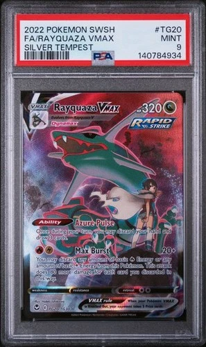 2022 POKEMON SWORD & SHIELD SILVER TEMPEST #TG20 FULL ART/RAYQUAZA VMAX PSA 9