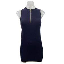 Forever 21 Navy Blue Ribbed Sleeveless Mini Tank Bodycon Sheath Sweater Dress S