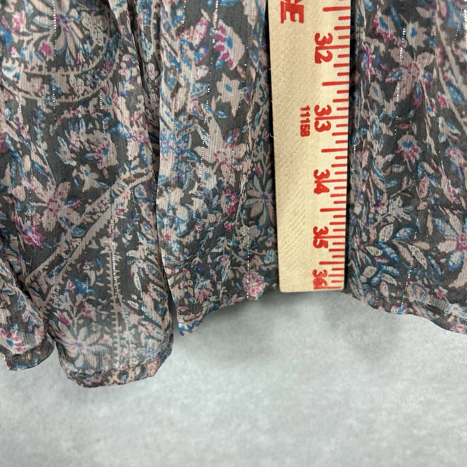 Lucky Brand Dress L Floral Smocked Midi Tiered Boho Peasant - Image 3 of 4