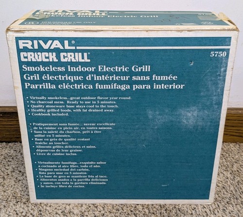 *NEW* Vintage Rival Crock Grill 5750 Smokeless Indoor Electric Made in USA - Picture 6 of 9