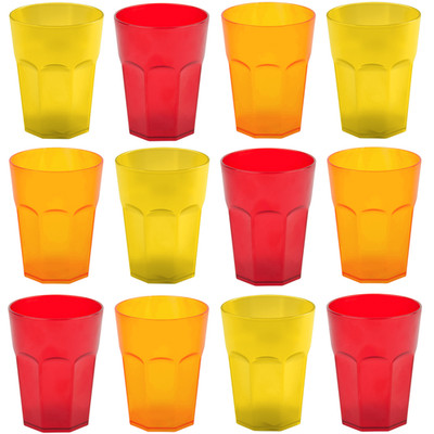 ENGELLAND 12 x Hartplastikbecher Party-Becher Gläser Mehrweg 400 ml Mix