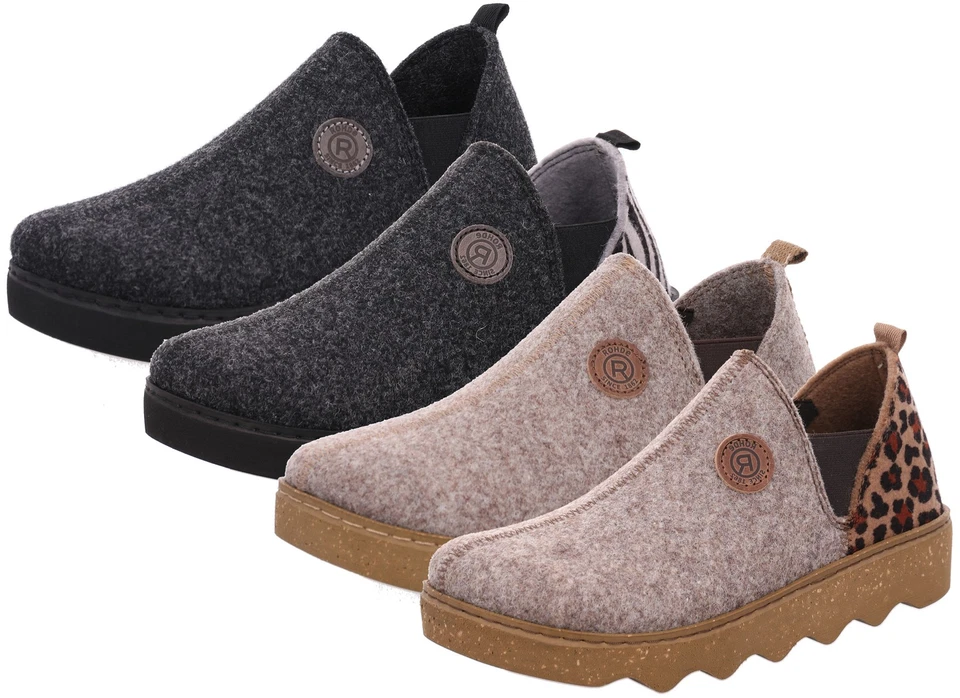 Rohde Damen Hausschuh Plateau Slipper mit Leopard und Zebramuster Foggia-D 6106