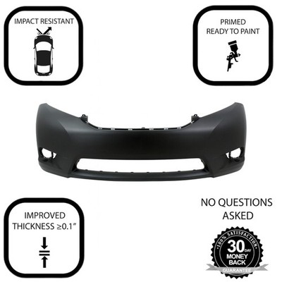 NEW Primered - Front Bumper Cover for 11-17 Toyota Sienna Limited Without/ Park