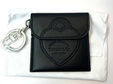 Tiffany & Co. Return to Tiffany Black Leather Key Ring, Card Holder, Pouch Snap