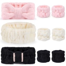 9 Pcs Spa Headband for Washing Face,Skincare Headband and pink apricot black