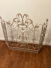 Vintage Ornate Metal 3 Panel Fireplace Screen