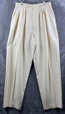 VTG 1970s Saint Laurent Rive Gauche Cream Linen Wide Trousers 717 