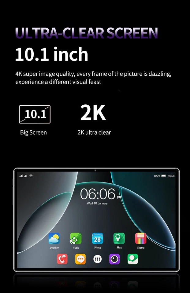 New Tablet 10. 1 inch 8G+256G ROM Android 12 Wifi 5G/4G Dual SIM Bundle Keyboard - Image 4 of 4
