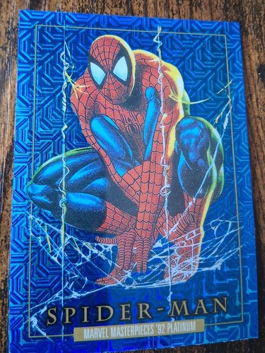 🔥 2024 Marvel Masterpieces '92 1992 Platinum Base Blue Traxx Spider-Man - Picture 2 of 5