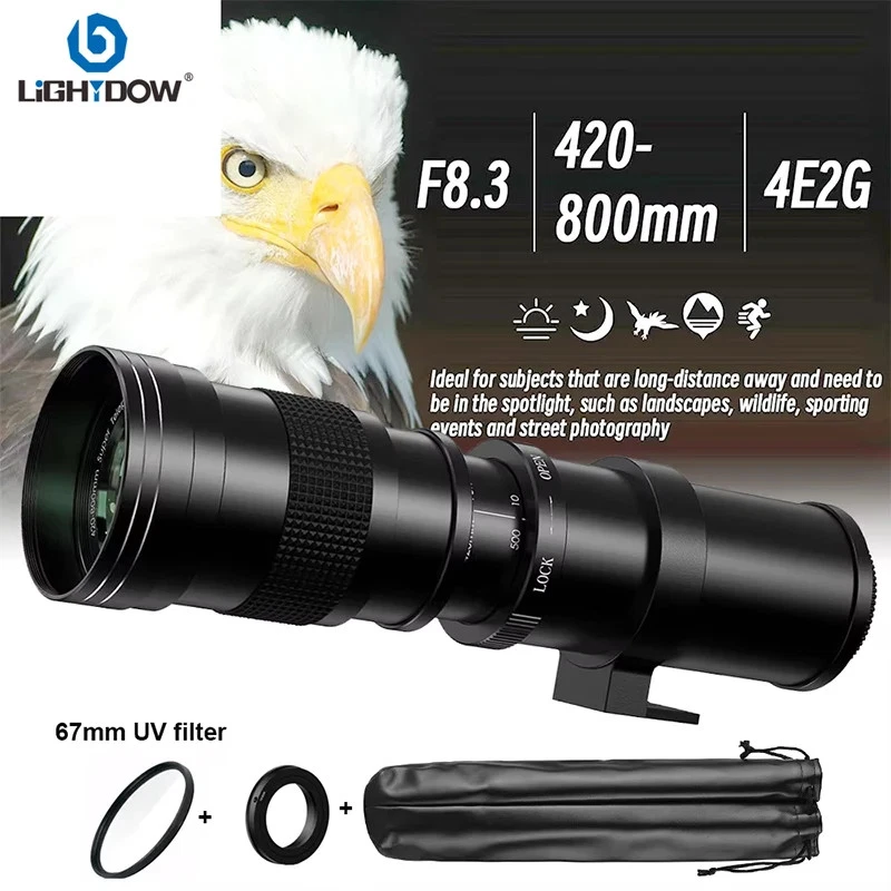 Professional Telephoto Zoom Lens 420-800mm Manual Focus Lens with 67mm UV Filter - Image 2 of 4