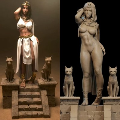 Queen Cleopatra 2 Vers Unpainted 3D Printing Resin Kits Figure 9.8'' 13.3'' Model