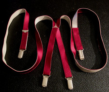 Vintage West Germany Suspenders Wine Red Stretch Clip On