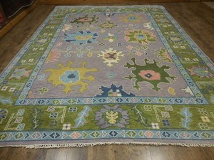 Turkish Oushak Rug,Modern Multicolored Handmade Bohemian Rug 9x12 Ft