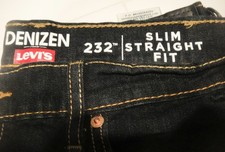 Levi's 232 Denizen Jeans Mens 38 x 30 DARK BLUE Stretch Straight Slim NEW