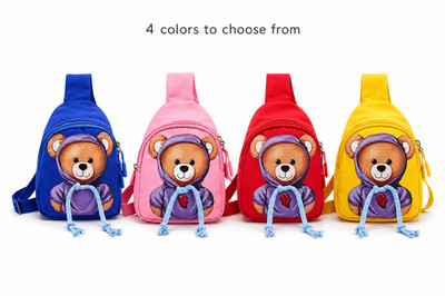 Kids Crossbody Bag Cute Bear Mini Backpack Toddler Sling Bag Chest Bag 4 Colors