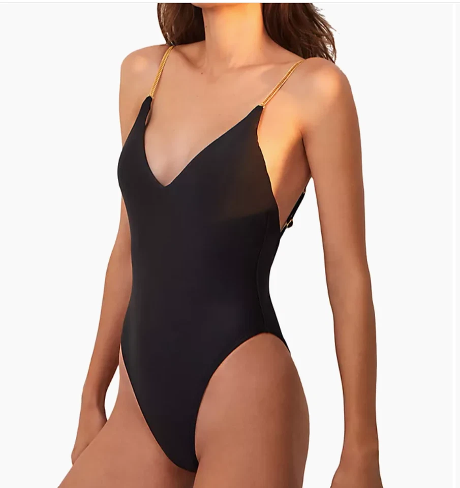 Maiô Vix Paula Hermanny gola redonda alça corrente melodia sólida peça única tamanho P - Imagem 2 de 4