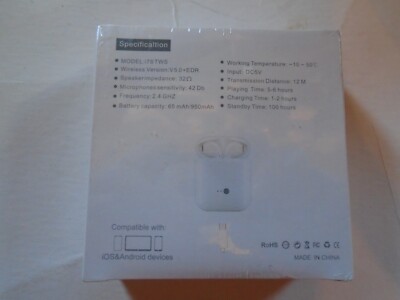New i7S Wireless White Earbuds compatible with ios and android devices