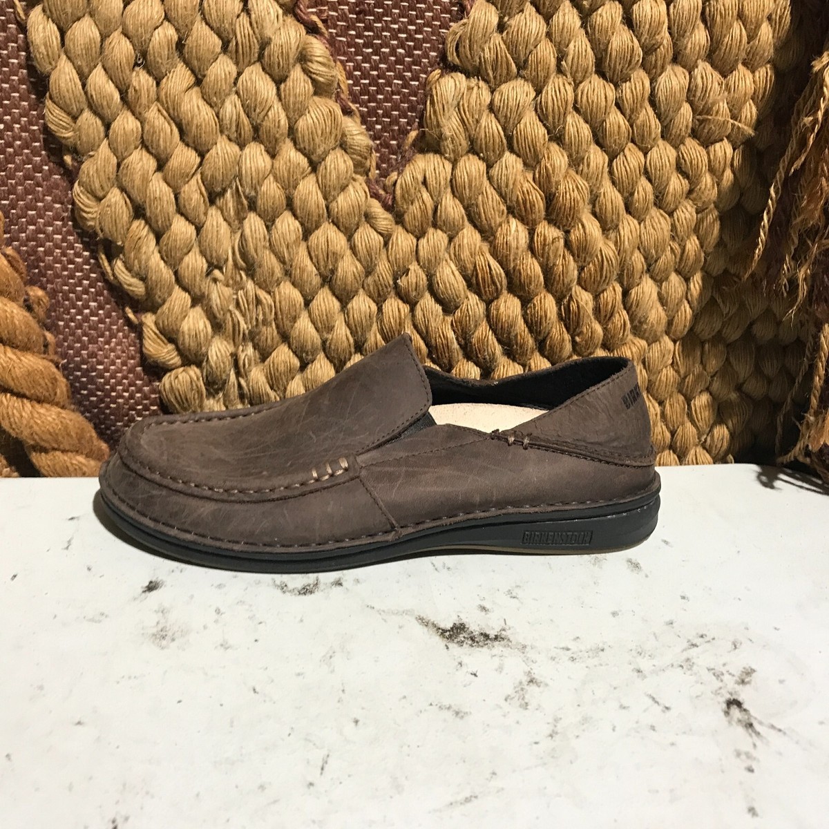 Birkenstock Duma Mens Shoes Sz 8 Mid Brown Leather Slip On Low Top Casual Loafer Birkenstock Loafer Leather Upper Casual Shoes for Men for  main image 4