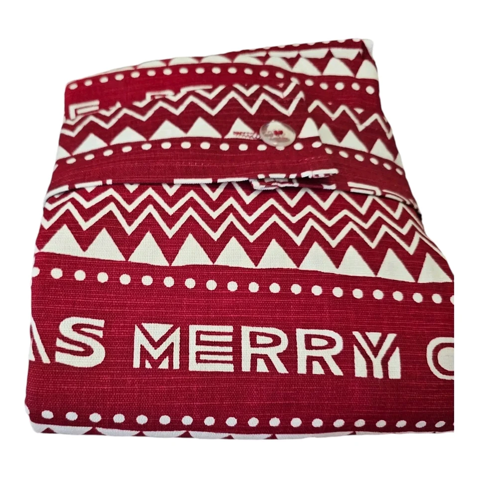 Christmas Tablecloth Peace and Joy 70” Round 44”-60” Table Red White NWT - Image 4 of 4