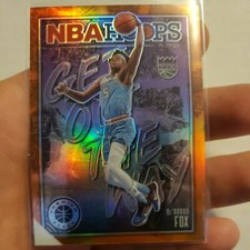 2019-20 NBA Hoops Premium Stock De’Aaron Fox Get Out Of The Way Orange Prizm