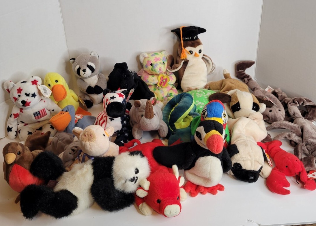 Ty Assortment Lot of 23 Ty Beanie Baby Plush Stuffed Animals