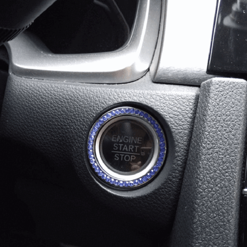 Blue Car Interior Decorative Button Start Switch Diamond Ring Car Accessories - Picture 2 of 12