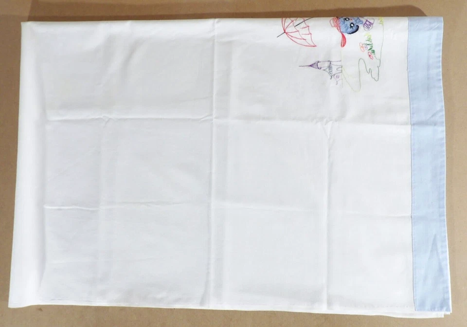 Sábana plana y funda de almohada vintage bordada para cuna de perro y cachorro 52" x 35" Foto 4 de 4