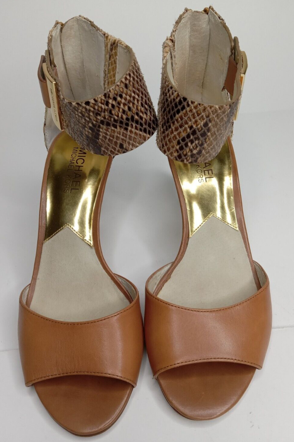 Michael Kors Guillianna Leather/python Open Toe H… - image 3