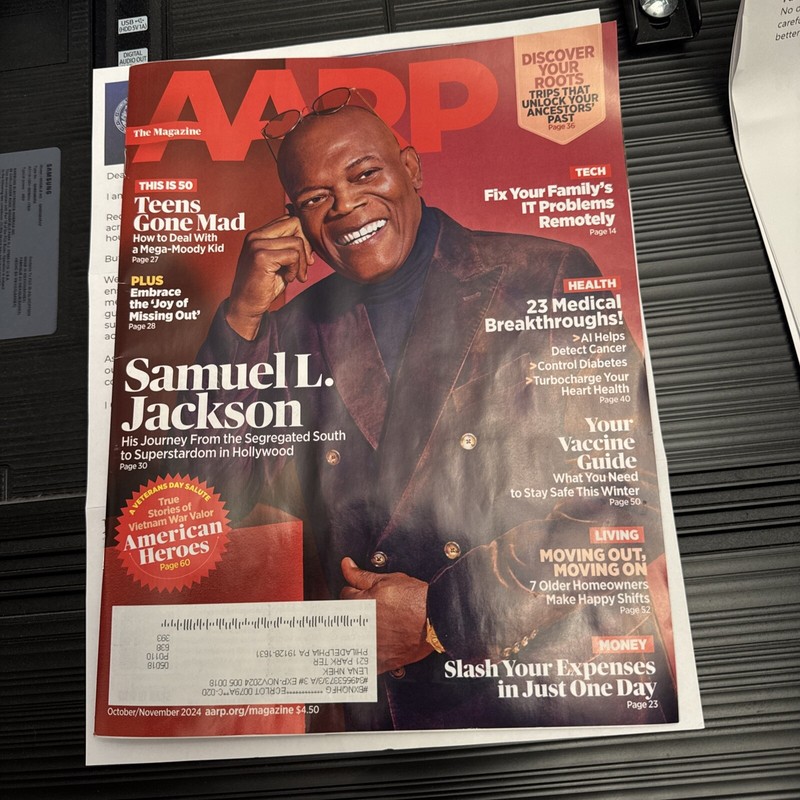 AARP MAGAZINE OCTOBER NOVEMBER 2024 SAMUEL L JACKSON VETERANS AMERICAN HEROES US