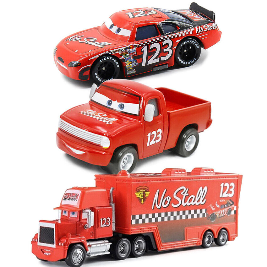 3 Pack Model Car Disney Pixar Cars NO.123 NO STALL Racer Truck&Pickup&Car