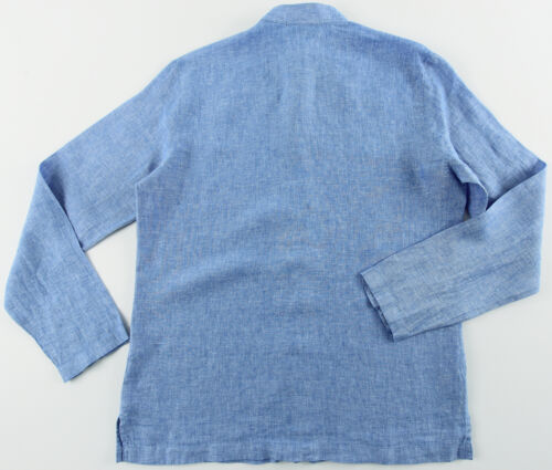 Camisa Para Hombre MURANO Azul Mar 100% Lino Mediana M NUEVA NUEVA CON ETIQUETAS NiCe! - Imagen 4 de 4