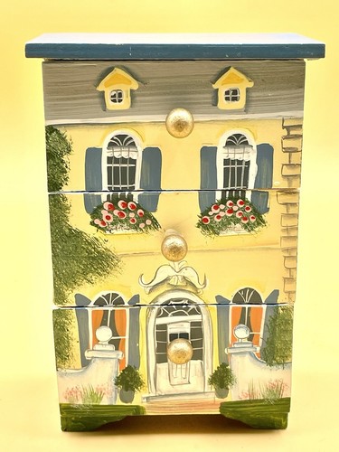 Delton Fine Collectibles Mini Casetta in Legno Cassetto Portaoggetti Casa Dipinta a Mano - Foto 9 di 9