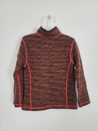 Overland Wool 1/4 Zip Pullover Sweater Brown Orange Boys Size XS 4-5 Ski Snow - Picture 5 of 9