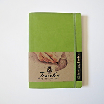 Pentalic Traveler Pocket Journal - 74 lb Sketch 8''x6'' Olive Green