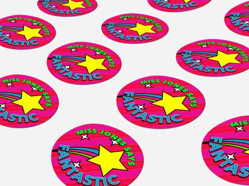 Personalised teacher round sticker labels, custom stickers - Picture 3 of 6