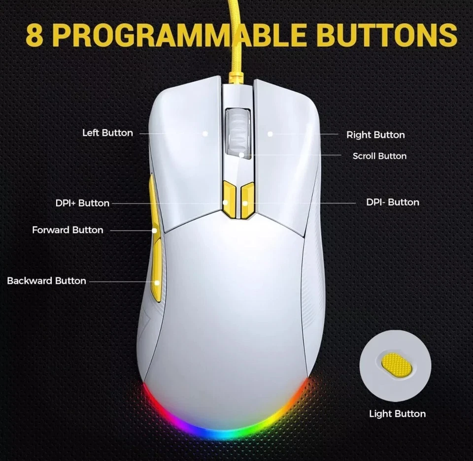 EKSA Gaming Mouse, Lightweight PC Gaming Mice, USB Wired Mouse 12400 DPI ,Mouse - Image 4 of 4