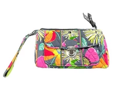 Vera Bradley Quilted Wallet Wristlet Mini Purse Clutch *Jazzy Bloom* Metal Clasp