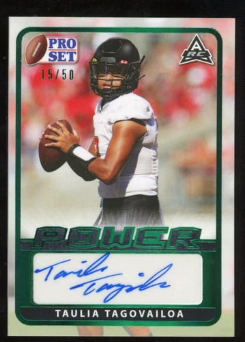 Taulia Tagovailoa 2021 Leaf Pro Set Auto #d /50 Rookie Green Parallel