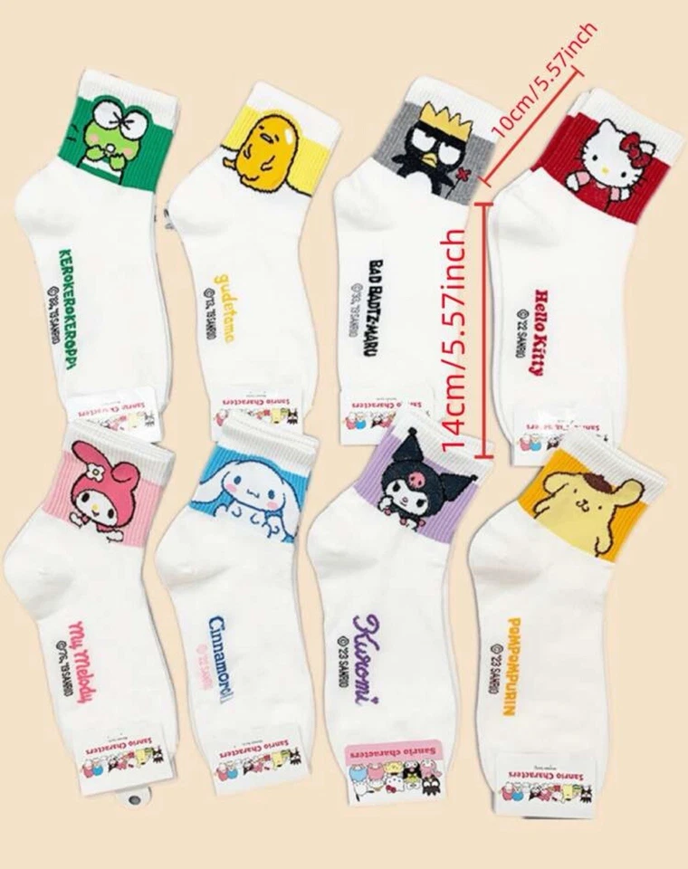 Paquete de 8 calcetines Sanrio Hello Kitty & Friends para mujer, ligeros transpirables Foto 2 de 4