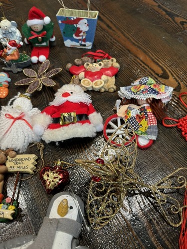 30+ Christmas Ornament Lot Santa Angel Bear Dog Moose vintage Ornaments Holiday - Picture 5 of 18