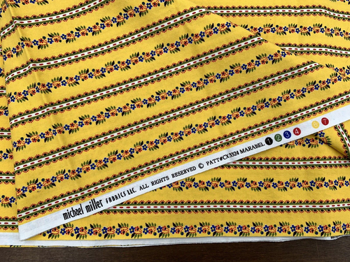 Michael Miller Fabric Marabel Floral Stripe Print Yellow 2 yards + 4 inches - Picture 5 of 6