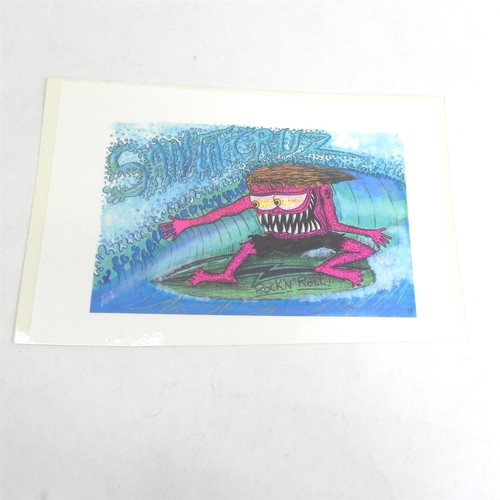 VINTAGE SANTA CRUZ SURFING GREMLIN RATFINK SURF POST CARD LAMINATED COLLECTIBLE