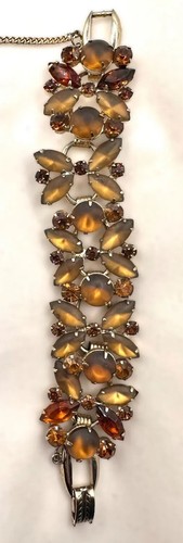 Juliana D&E Frosted Topaz Cabochon & Navette Rhinestone Abstract Floral Bracelet - 第 6/12 張圖片