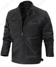Men's Black Biker Vintage Motorcycle Distressed Cafe Racer Leather Jacket