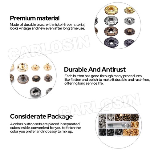 325x Metal Snap Fasteners Kit Press Studs Buttons Tool Women Men Craft Leather A - Picture 3 of 9