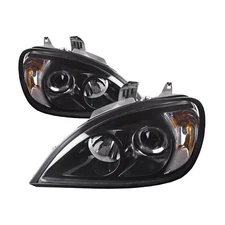 Headlights For 96-2011 Freightliner Columbia Black Halogen Projector Headlamp
