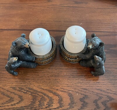 Black Bear & Cub - Salt & Pepper Shaker Set - New in Original Packaging