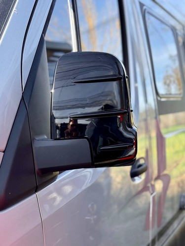 For Mercedes Sprinter 907 Wing Mirror Covers with Indicator - Gloss Black (Set o - Picture 6 of 19