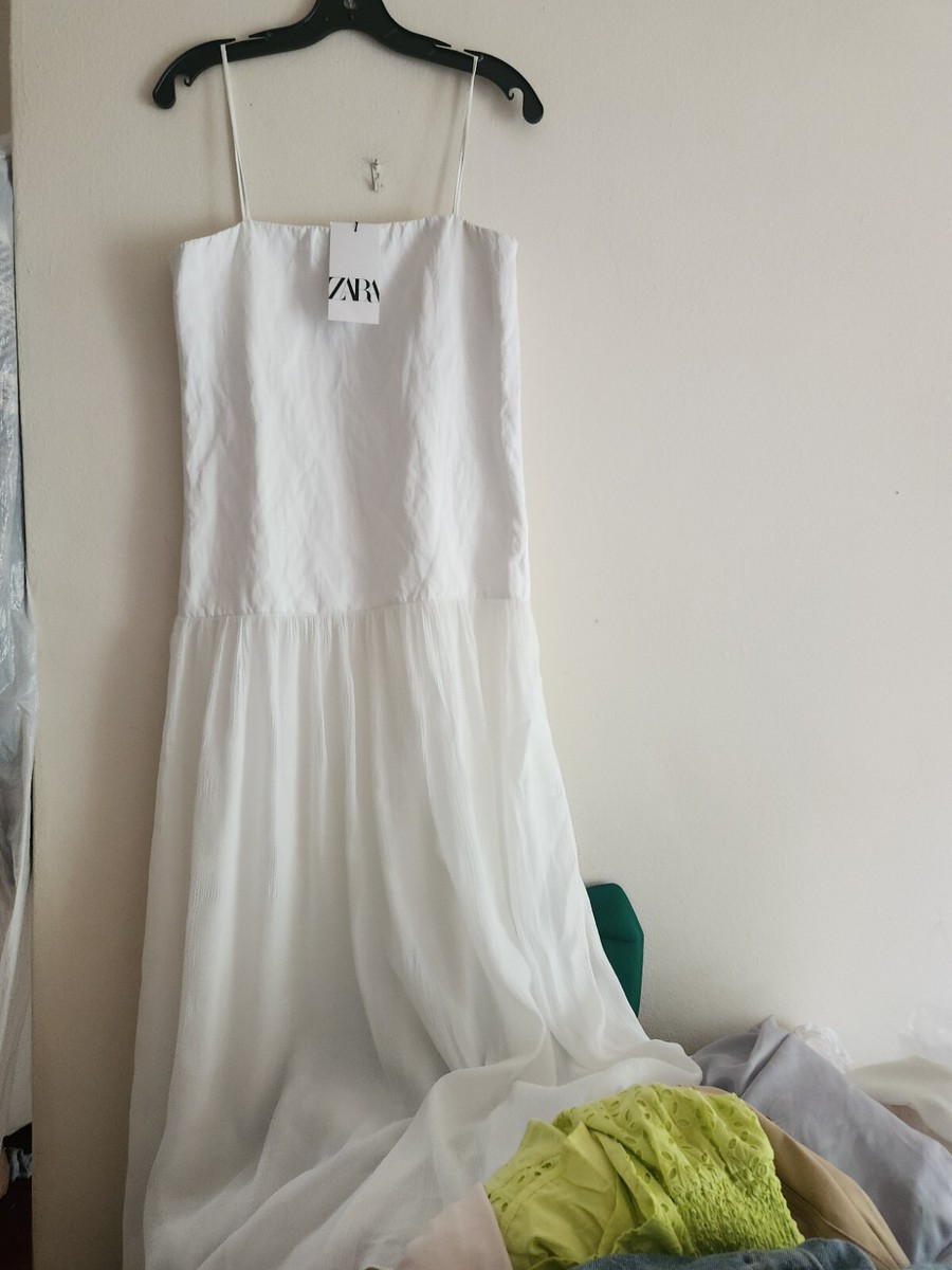 Zara mixed maxi dress Zw Collection oyster sz M BNWT | eBay