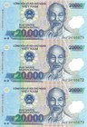 Vietnam 3x 20000 dong [2024] P-120n UNC consecutive